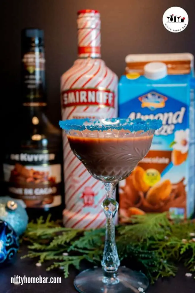 Make the holidays even more special with this tasty chocolate peppermint cocktail. It's vegan friendly, made with chocolate almond milk and peppermint vodka.